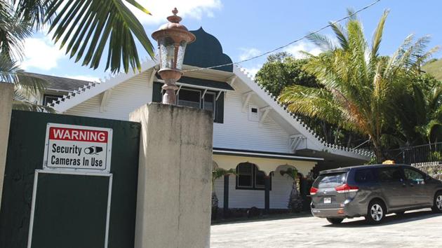 A security camera warning sign is seen at the Muslim Association of Hawaii in Honolulu. (AP File Photo) A security camera warning sign is seen at the Muslim Association of Hawaii in Honolulu. (AP File Photo)