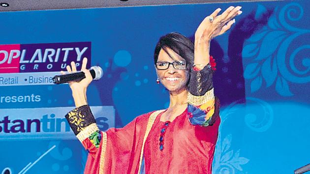 Laxmi, a 26-year-old native of Delhi, was attacked with acid when she was 15. She is the director of Stop Acid Attacks.(HT Photo)