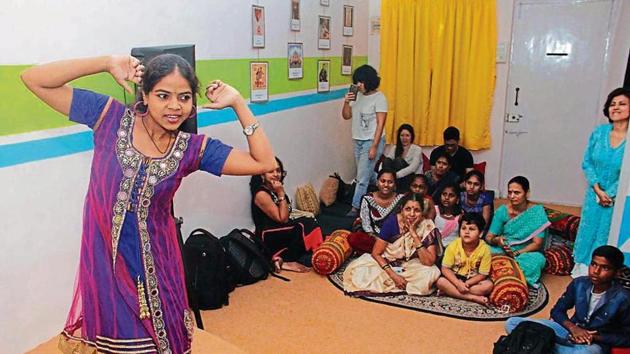 Children of domestic help perform at a studio in Goregaon on Wednesday. (Pramod Thakur/HT photo) Children of domestic help perform at a studio in Goregaon on Wednesday. (Pramod Thakur/HT photo)