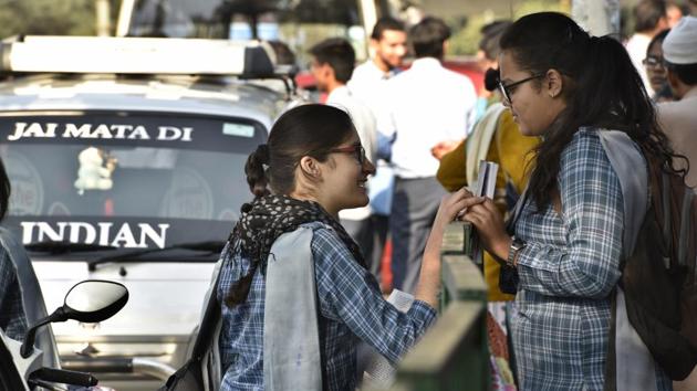 The Board has also launched a mobile application to help students locate their exam centres. The Exam Locator App help the students to quickly know the examination centres on the basis of their roll number. (Saumya Khandelwal/HT PHOTO) 