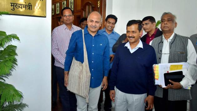 Delhi Chief Minister Arvind Kejriwal and Dy Chief Minister Manish Sisodia.(PTI)
