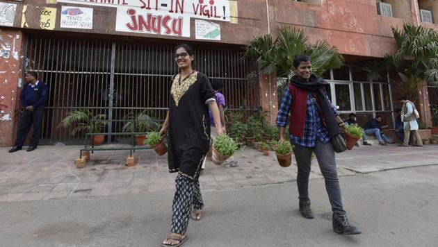 A case was filed at Vasant Kunj (North) police station based on a complaint submitted by VC M Jagadesh Kumar, five days after the incident. (Sanjeev Verma/HT FILE) A case was filed at Vasant Kunj (North) police station based on a complaint submitted by VC M Jagadesh Kumar, five days after the incident. (Sanjeev Verma/HT FILE)