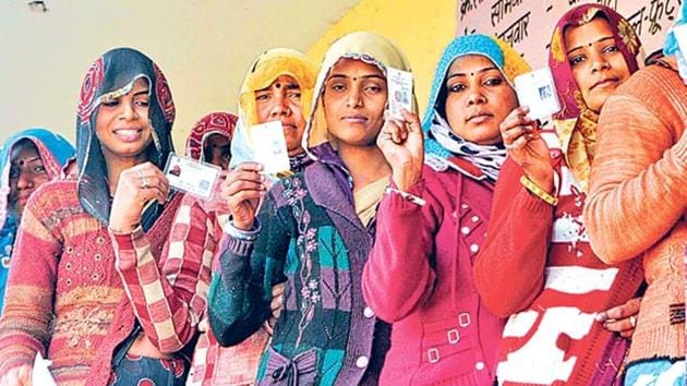 Women at a polling booth, Jaipur (File Photo).(Himanshu Vyas/HT)