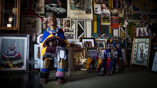 Esther’s contribution to South African contemporary art and the impression that she has left on so many people globally as she travels adorned in traditional Ndebele dress makes her a national treasure. (GULSHAN KHAN / AFP) 