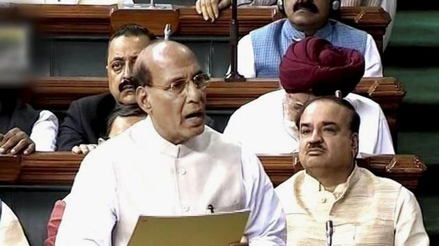 Home minister Rajnath Singh speaks in the Lok Sabha on the first day of the second part of the Budget session of Parliament in New Delhi. (PTI Photo) Home minister Rajnath Singh speaks in the Lok Sabha on the first day of the second part of the Budget session of Parliament in New Delhi. (PTI Photo)