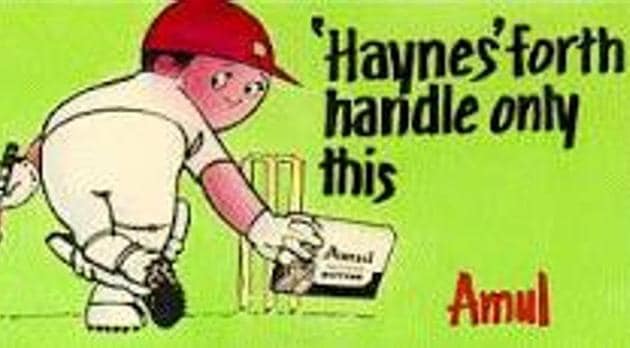 ‘Handled the ball’ is among the rarest of dismissals in cricket (Haynes was only the fourth in the history of the game) and led to a lot of debate. Some fun too as this Amul hoarding (Amul) ‘Handled the ball’ is among the rarest of dismissals in cricket (Haynes was only the fourth in the history of the game) and led to a lot of debate. Some fun too as this Amul hoarding (Amul)