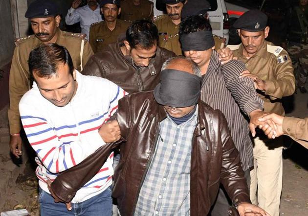 Members of the special investigation team with arrested accused of BSSC paper leak case, in Patna. (Santosh Kumar/HT file photo) Members of the special investigation team with arrested accused of BSSC paper leak case, in Patna. (Santosh Kumar/HT file photo)