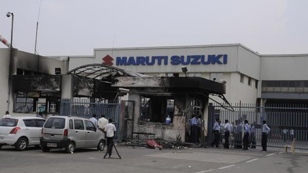 In 2012, violence broke out in Maruti Suzuki plant in Manesar where a general manager was burnt to death and several executives were injured. (HT File Photo) In 2012, violence broke out in Maruti Suzuki plant in Manesar where a general manager was burnt to death and several executives were injured. (HT File Photo)