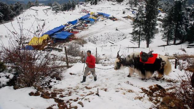 While the northern plains received heavy rainfall, the upper reaches of north were covered in snow. (PTI)