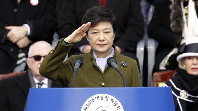 Park Geun-hye salutes during her inauguration ceremony as the 18th South Korean president in Seoul on February 25, 2013. She has become the country’s first democratically elected leader to be ousted from office. (AP File) Park Geun-hye salutes during her inauguration ceremony as the 18th South Korean president in Seoul on February 25, 2013. She has become the country’s first democratically elected leader to be ousted from office. (AP File)
