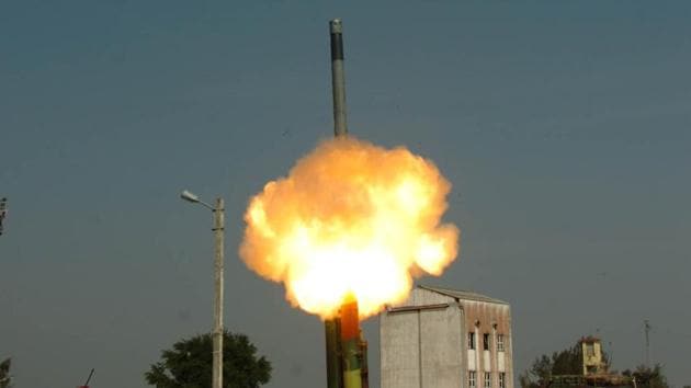 File photo of a BrahMos missile being test-fired.(File Photo)