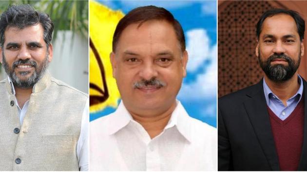 SAD leaders: NK Sharma wins from Dera Bassi, Sukhwinder Kumar wins from Banga and Pawan Kumar Tinu wins the Adampur seat. (HT File Photos)