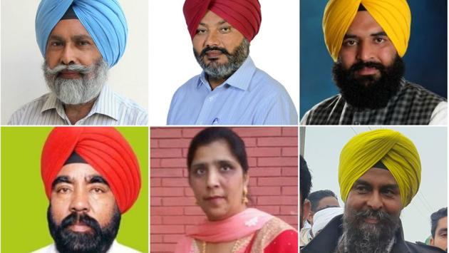 AAP winners: Nazar Singh from Mansa, Harpal Singh Cheema from Dirba, Jai Krishan Singh from Garhshankar, Baldev Singh from Jaitu, Sarabjit Kaur from Jagraon, and Kultar Singh from Kotkapura.
