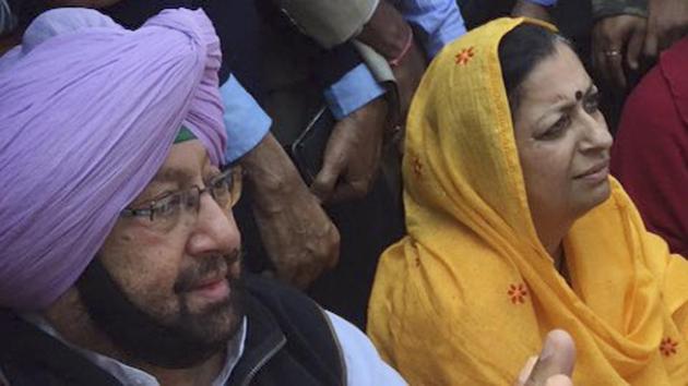 Captain Amarinder Singh addresses a press conference at Patiala after trends showed that the Congress Party was leading in Punjab. (HT Photo)