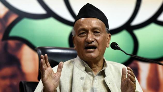 Former chief minister of Uttarakhand Bhagat Singh Koshyari at a BJP press conference in May 2016. (Sonu Mehta/HT Photo) Former chief minister of Uttarakhand Bhagat Singh Koshyari at a BJP press conference in May 2016. (Sonu Mehta/HT Photo)