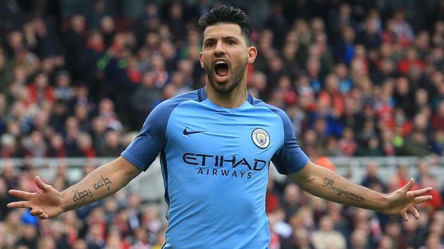 Manchester City's Sergio Aguero celebrates after scoring their second goal during the FA Cup match against Middlesbrough. (AFP) Manchester City's Sergio Aguero celebrates after scoring their second goal during the FA Cup match against Middlesbrough. (AFP)