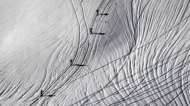 Skiers compete on March 10, 2017 in Beaufort, during the third stage of the 32nd edition of ski mountaineering competition Pierra Menta. (JEFF PACHOUD / AFP) 