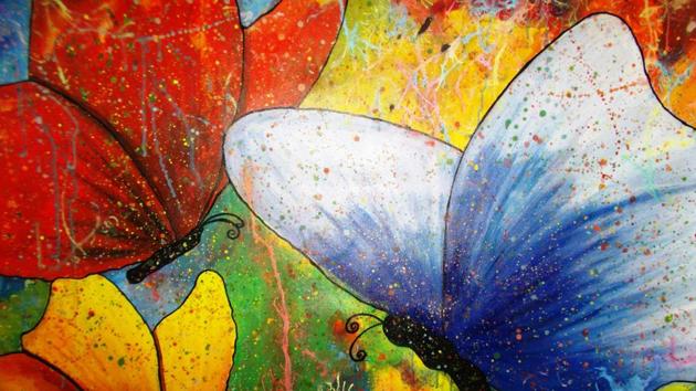 Shubhra’s butterfly painting, ‘Colours of Life’. (PHOTO: VIKRAM JIT SINGH) Shubhra’s butterfly painting, ‘Colours of Life’. (PHOTO: VIKRAM JIT SINGH)