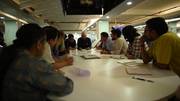 A meeting at the HT newsroom on results day, March 11