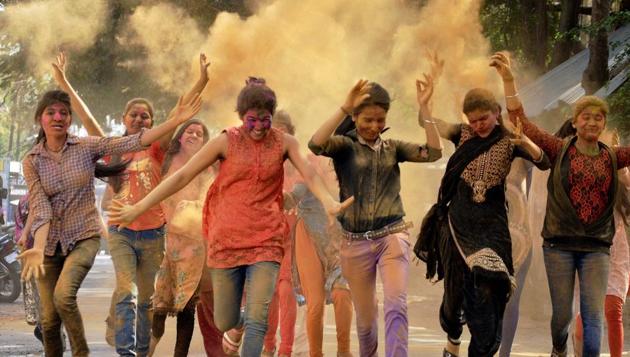 Akhil Bharatiya Vidyarthi Parishad (ABVP) workers celebrating the BJP's win in Uttar Pradesh and Uttarakhand in Jabalpur. (PTI) Akhil Bharatiya Vidyarthi Parishad (ABVP) workers celebrating the BJP's win in Uttar Pradesh and Uttarakhand in Jabalpur. (PTI)
