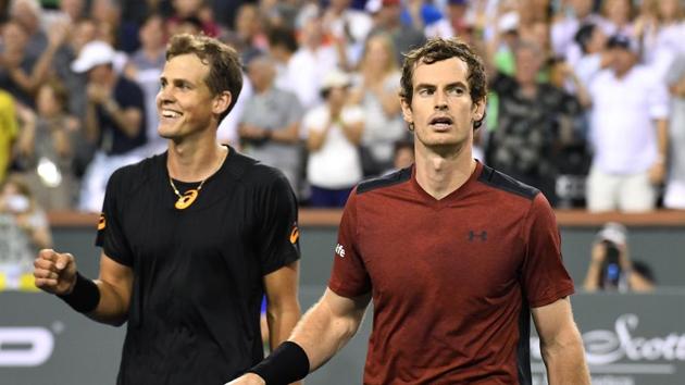 Andy Murray crashed out of the Indian Wells Masters tournament after he lost to Vasek Pospisil to continue his poor run in the tournament. (AP) Andy Murray crashed out of the Indian Wells Masters tournament after he lost to Vasek Pospisil to continue his poor run in the tournament. (AP)
