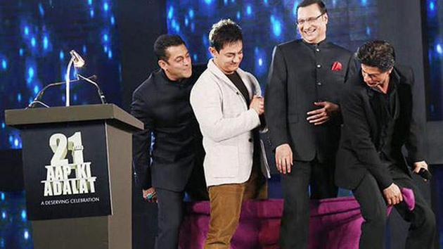 One of the rare moments when all three Khans of Bollywood came together.