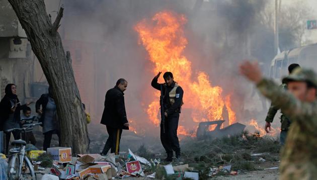 At least one woman was killed and 19 others wounded when a roadside bomb struck a bus in downtown Kabul. (REUTERS) At least one woman was killed and 19 others wounded when a roadside bomb struck a bus in downtown Kabul. (REUTERS)