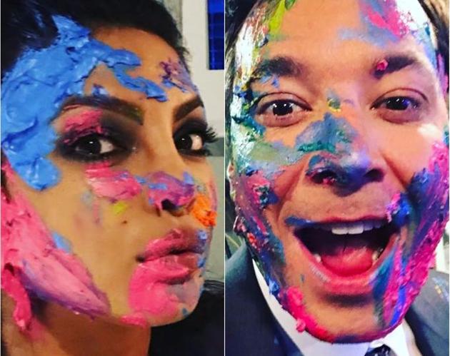 Priyanka Chopra and Jimmy Fallon made the most of Holi on Monday. (Instagram) Priyanka Chopra and Jimmy Fallon made the most of Holi on Monday. (Instagram)