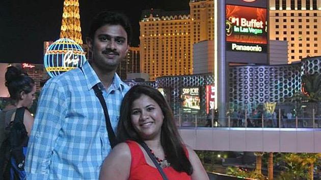 Indian techie Srinivas Kuchibhotla with wife Sunayana Dumala in Las Vegas. Kuchibhotla was shot dead last month by a former US navy veteran in Kansas who told him to to ‘get out of my country’. (AP file photo) Indian techie Srinivas Kuchibhotla with wife Sunayana Dumala in Las Vegas. Kuchibhotla was shot dead last month by a former US navy veteran in Kansas who told him to to ‘get out of my country’. (AP file photo)