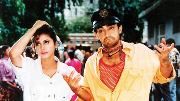 Ram Gopal Varma gave Aamir a free hand to experiment with his look in Rangeela (1995), and this is how he looked finally. Ram Gopal Varma gave Aamir a free hand to experiment with his look in Rangeela (1995), and this is how he looked finally.
