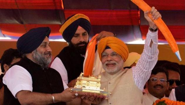BJP suffered a setback winning just three seats out of its share of 23 in coalition with SAD which contested on 94 seats.(HT File Photo)
