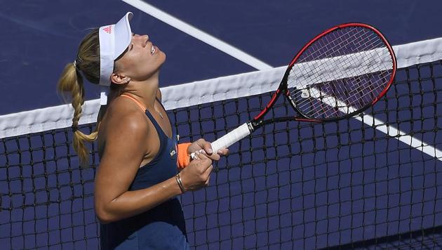Angelique Kerber reacts after beating Pauline Parmentier at the Indian Wells Open. (AP) Angelique Kerber reacts after beating Pauline Parmentier at the Indian Wells Open. (AP)