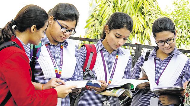 Students at the exam centre before appearing for the CBSE Class 12 exams, Bathinda. (Representative Photo). (Sanjeev Kumar/HT) Students at the exam centre before appearing for the CBSE Class 12 exams, Bathinda. (Representative Photo). (Sanjeev Kumar/HT)