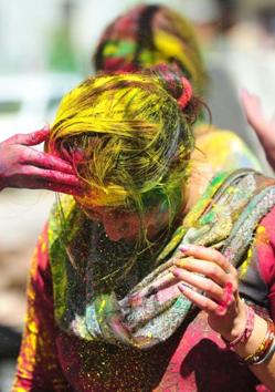 Holi celebrations in Chandigarh. (HT Photo)