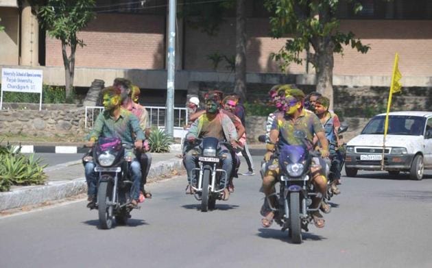 Holi lawlessness in Chandigarh. (HT Photo)