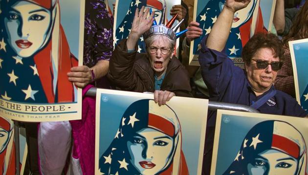 Muslims in the US are reportedly anxious after President Donald Trump signed an executive order that banned travel from seven Muslim-dominated countries. The order was struck down by the courts later. (AP File Photo) Muslims in the US are reportedly anxious after President Donald Trump signed an executive order that banned travel from seven Muslim-dominated countries. The order was struck down by the courts later. (AP File Photo)