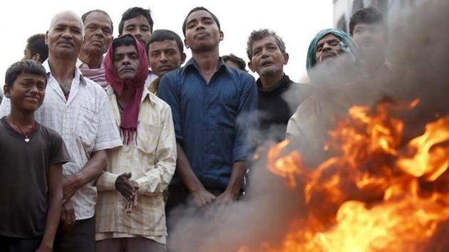 File photo of protesters gathering to block the highway connecting Nepal to India during a general strike called by Madhesi groups demonstrating against the new Constitution in November 2015.(Reuters)