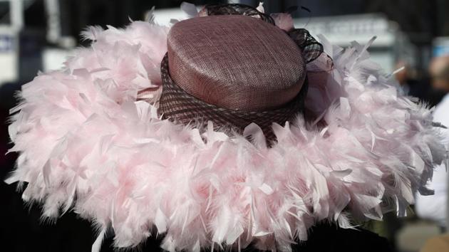 Females racegoer wearing pink feather hat seen at Ladies Day of the 2017 Cheltenham Festival. (Stefan Wermuth / REUTERS) Females racegoer wearing pink feather hat seen at Ladies Day of the 2017 Cheltenham Festival. (Stefan Wermuth / REUTERS)