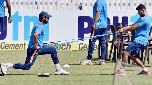 India cricket team pacer Mohammed Shami had an extended training session in Ranchi on Wednesday, perhaps an indicator that he might have a role to play in the third Test vs Australia cricket team. (PTI) India cricket team pacer Mohammed Shami had an extended training session in Ranchi on Wednesday, perhaps an indicator that he might have a role to play in the third Test vs Australia cricket team. (PTI)