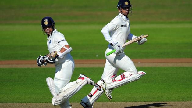 Sachin Tendulkar (left) and Rahul Dravid run between the wickets during a tour match between Somerset and India in Taunton on July 16, 2011.(Getty Images) Sachin Tendulkar (left) and Rahul Dravid run between the wickets during a tour match between Somerset and India in Taunton on July 16, 2011.(Getty Images)