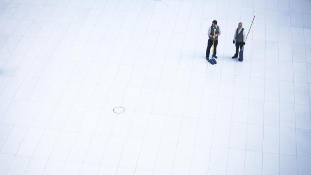Workers inside the Oculus transportation hub in Lower Manhattan as a snowstorm kept many New Yorkers at home. (John Taggart/NYT)