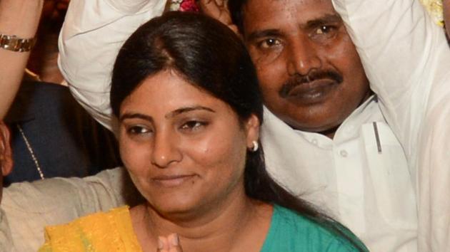 Anupriya Patel addressed the first meeting of elected MLAs in Lucknow on Wednesday.(HT Photo)