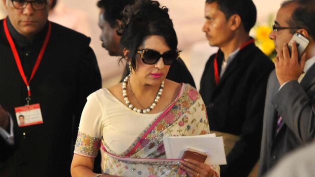 Aroosa Alam attends Capt. Amrinder Singh’s oath ceremony.  (Keshav Singh/HT Photo) 