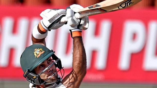 Australia cricket team’s Glenn Maxwell, a limited-overs specialist known for his attacking batting, lofts a ball to the boundary on Day 1 of the third Test against India cricket team in Ranchi on Thursday(PTI)