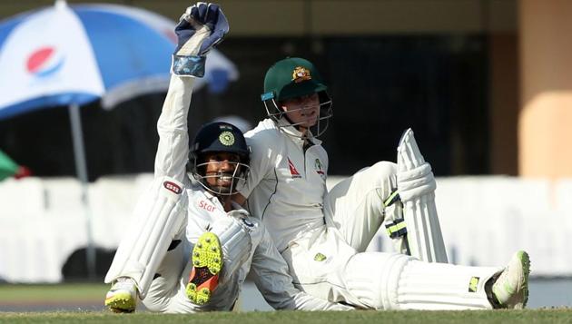 Wriddhaman Saha unsuccessfully appealed against Australia captain Steve Smith on Day 1 of the third Test between India and Australia. (BCCI)