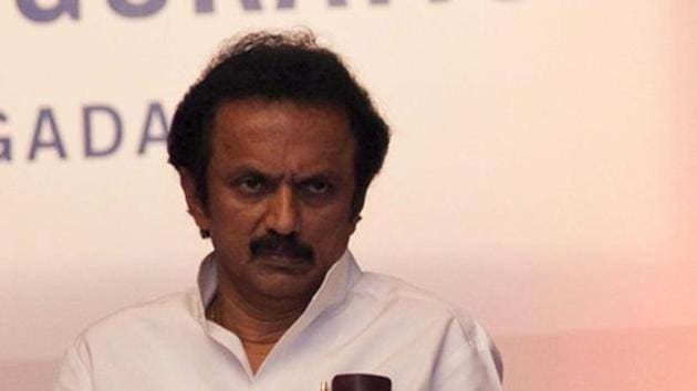 DMK Working President M.K. Stalin on Friday condemning the throwing of slipper at Union Minister of State for Shipping Pon Radhakrishnan urged the police to take severe action against the culprit.(Live Mint File Photo)