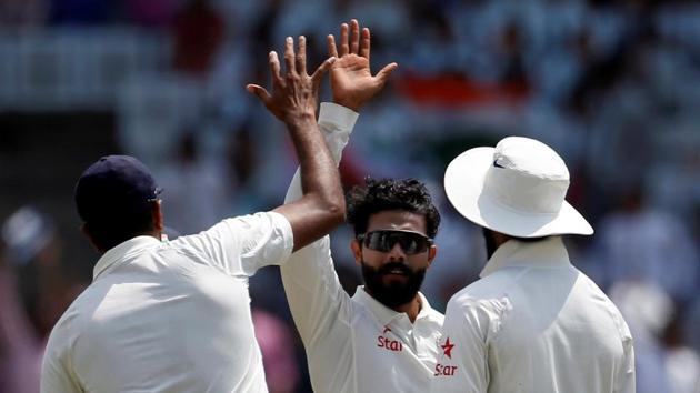 Ravindra Jadeja picked up his eighth five-wicket haul in Tests as India restricted Australia to 451 on a decent wicket in Ranchi.(REUTERS)