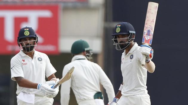 KL Rahul (right) and Murali Vijay shared a 91-run stand on Day 2 of the third Test between India and Australia in Ranchi.(BCCI)