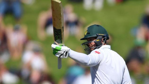 South Africa's Quinton de Kock celebrates 50 runs during day two of the second Test between New Zealand and South Africa at the Basin Reserve in Wellington on Friday. (AFP) South Africa's Quinton de Kock celebrates 50 runs during day two of the second Test between New Zealand and South Africa at the Basin Reserve in Wellington on Friday. (AFP)