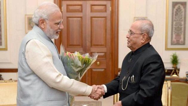 President of India Pranab Mukherjee with Prime Minister Narendra Modi during their meeting at Rashtrapati Bhavan, November, 2016. (PTI File) President of India Pranab Mukherjee with Prime Minister Narendra Modi during their meeting at Rashtrapati Bhavan, November, 2016. (PTI File)